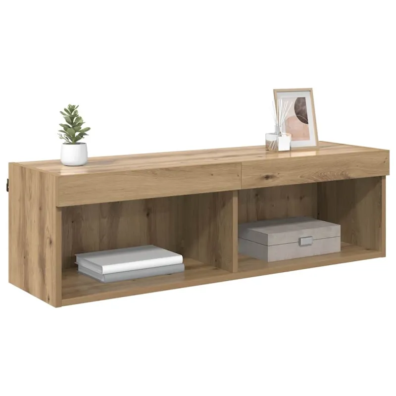 TV sieninė spintelė su LED Amatininkų ąžuolas 100 x 30 x 30 cm