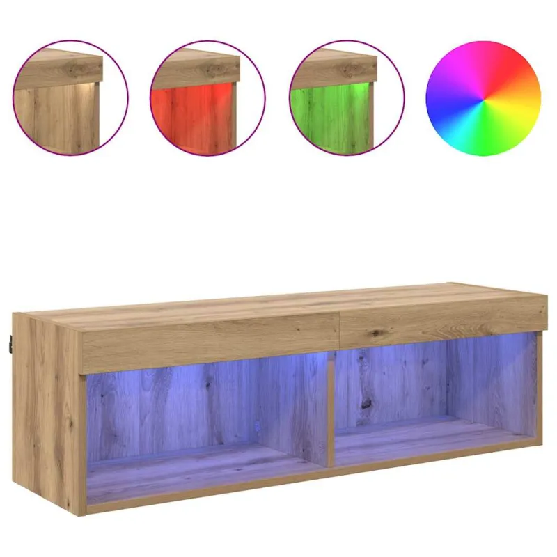 TV sieninė spintelė su LED Amatininkų ąžuolas 100 x 30 x 30 cm