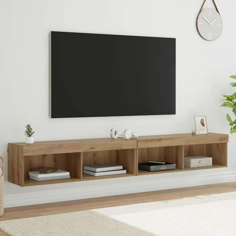 TV spintelių komplektas su LED 2 pcs Amatininkų ąžuolas