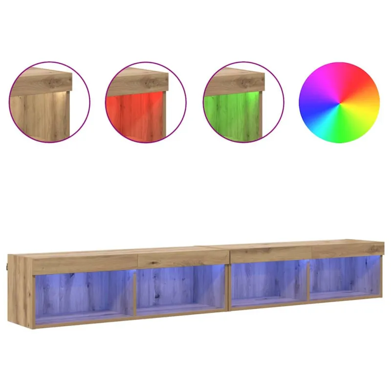 TV spintelių komplektas su LED 2 pcs Amatininkų ąžuolas