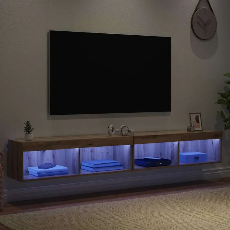 TV spintelių komplektas su LED 2 pcs Amatininkų ąžuolas
