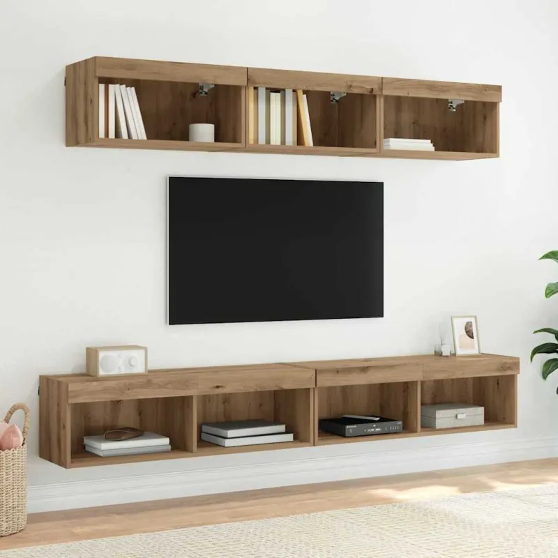TV spintelių komplektas su LED 2 pcs Amatininkų ąžuolas