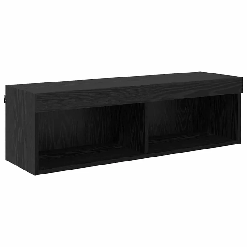 TV sieninė spintelė su LED Juodas ąžuolas 100 x 30 x 30 cm