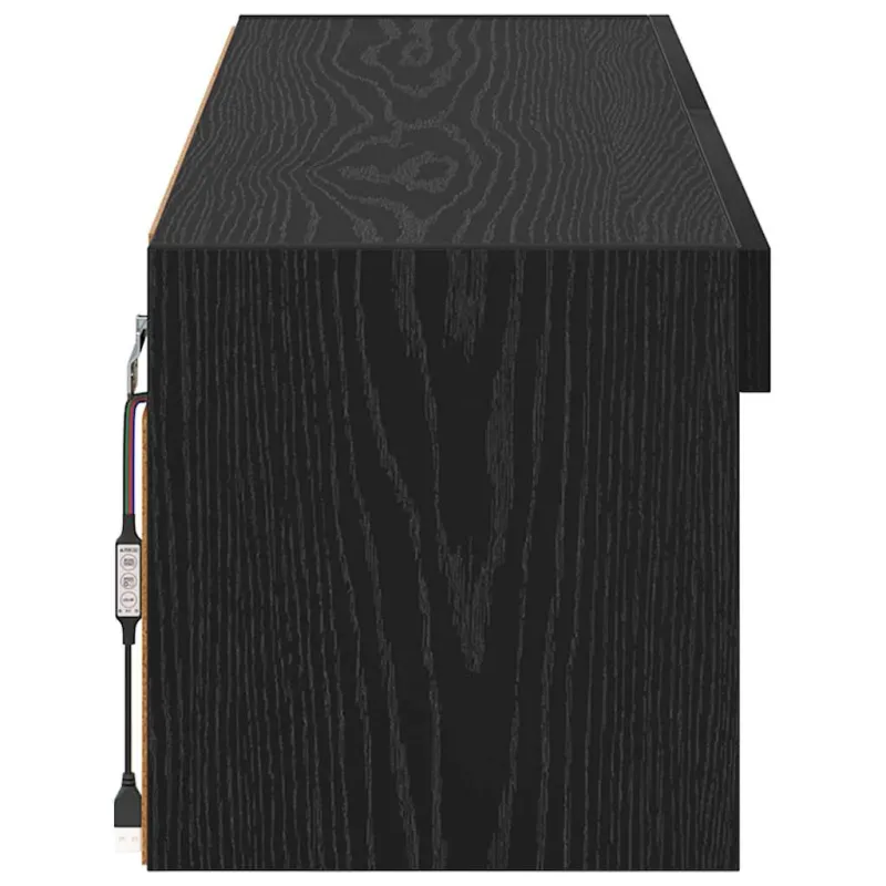 TV sieninė spintelė su LED Juodas ąžuolas 100 x 30 x 30 cm