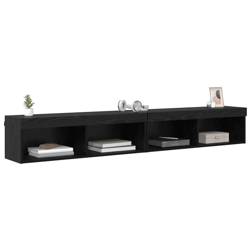 TV spintelių komplektas 2 pcs Juodas ąžuolas 100 x 30 x 30 cm
