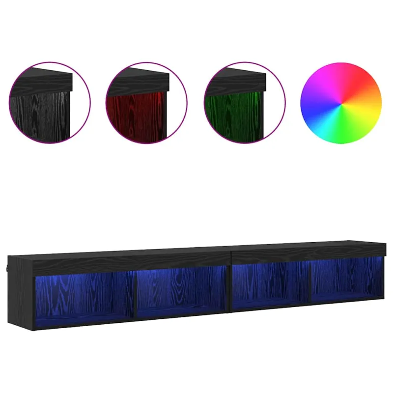 TV spintelių komplektas 2 pcs Juodas ąžuolas 100 x 30 x 30 cm