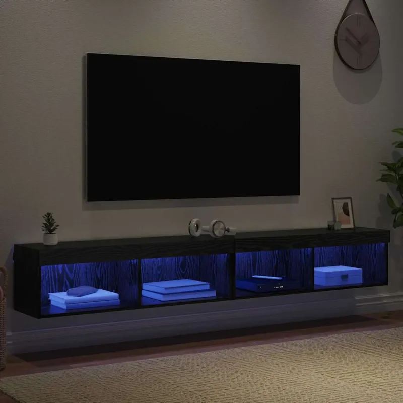 TV spintelių komplektas 2 pcs Juodas ąžuolas 100 x 30 x 30 cm