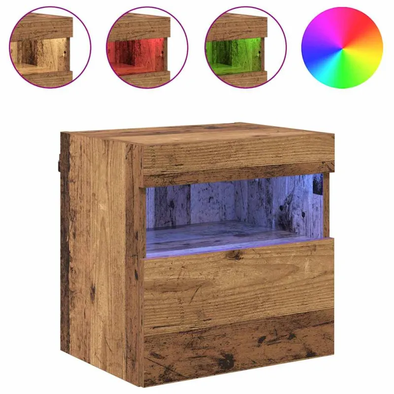 TV sieninė spintelė su LED Senovinis medis 40 x 30 x 40 cm