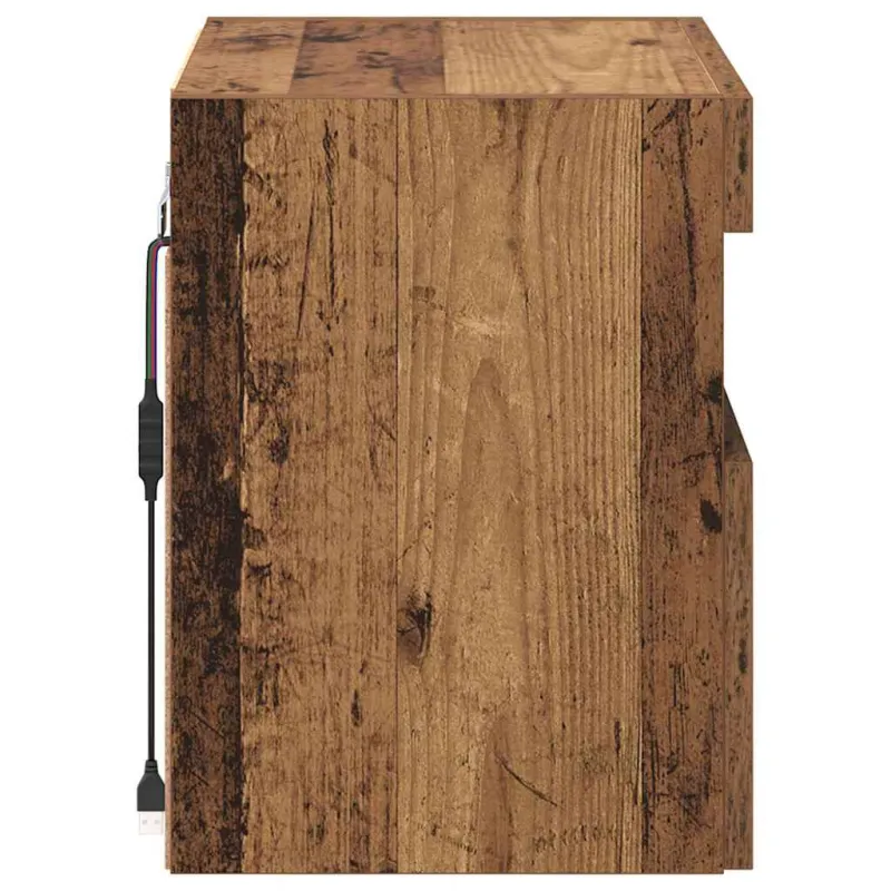 TV sieninė spintelė su LED Senovinis medis 40 x 30 x 40 cm