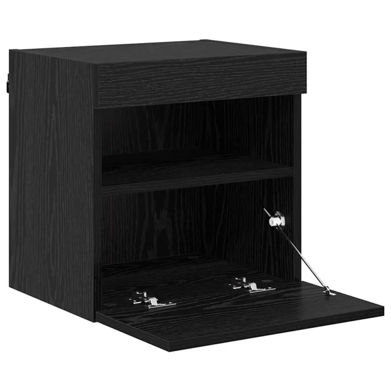 TV sieninė spintelė su LED Juodas ąžuolas 40 x 30 x 40 cm
