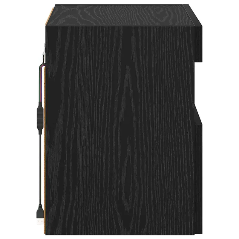 TV sieninė spintelė su LED Juodas ąžuolas 40 x 30 x 40 cm