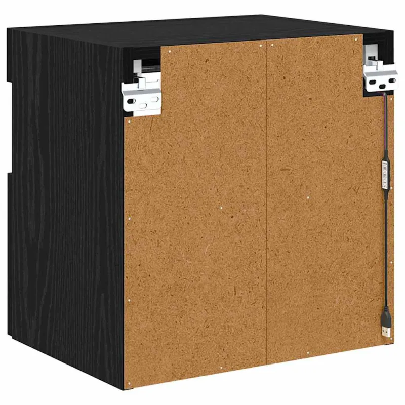 TV sieninė spintelė su LED Juodas ąžuolas 40 x 30 x 40 cm