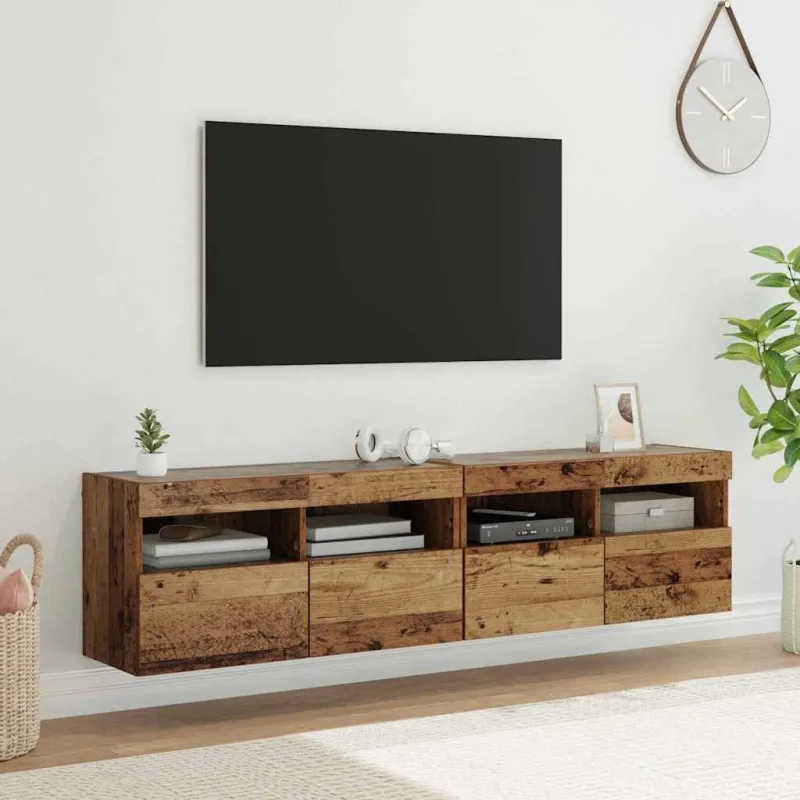 TV sieniniai spintelės 2 pcs Senovinis medis 80 x 30 x 40 cm