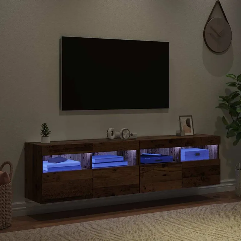 TV sieniniai spintelės 2 pcs Senovinis medis 80 x 30 x 40 cm