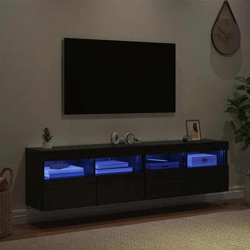 TV sieniniai spintelės 2 pcs Juodas ąžuolas 80 x 30 x 40 cm