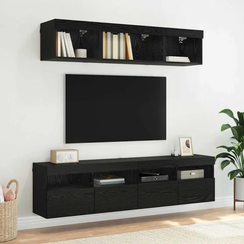 TV sieniniai spintelės 2 pcs Juodas ąžuolas 80 x 30 x 40 cm