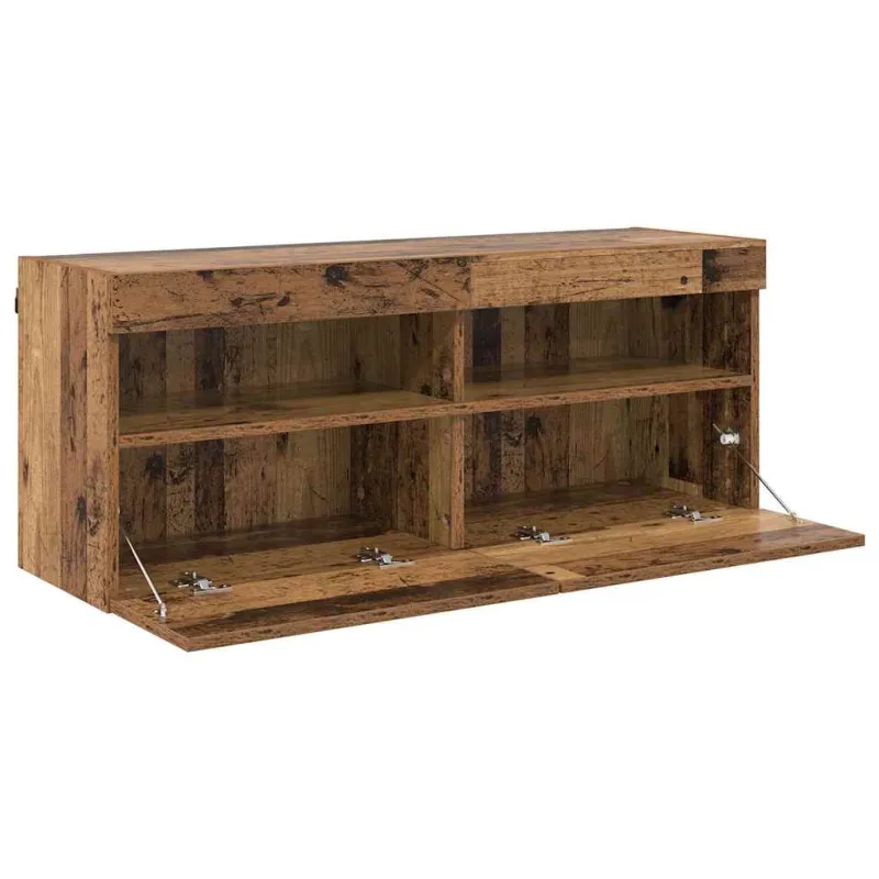 TV sieninė spintelė su LED Senovinis medis 100 x 30 x 40 cm