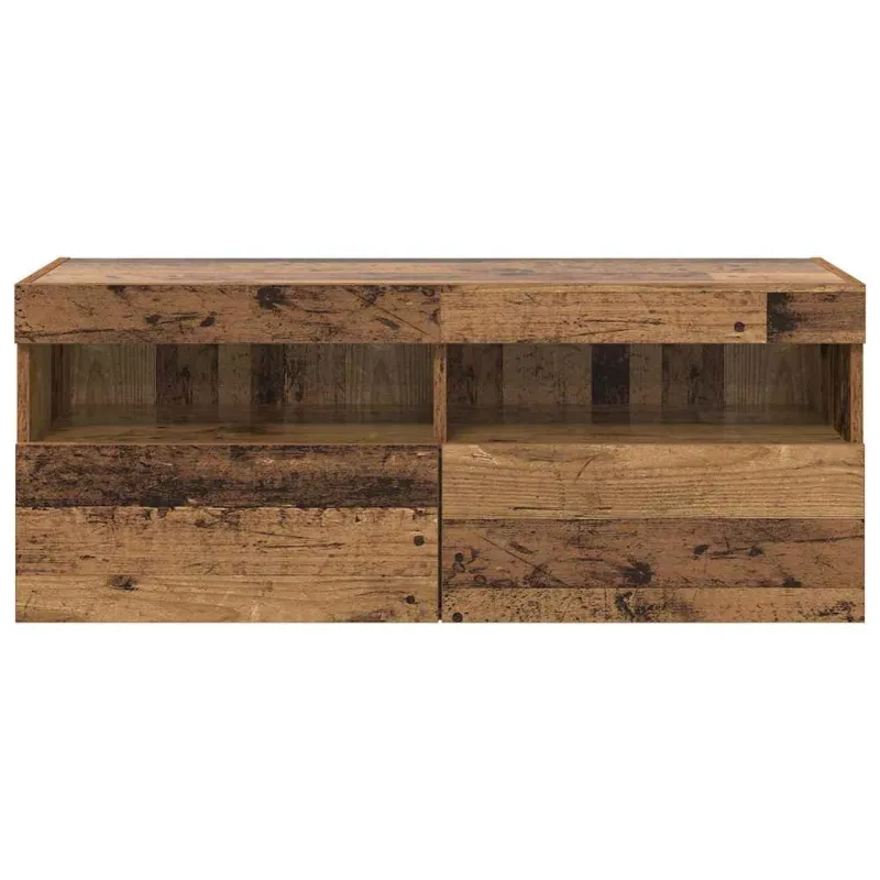 TV sieninė spintelė su LED Senovinis medis 100 x 30 x 40 cm