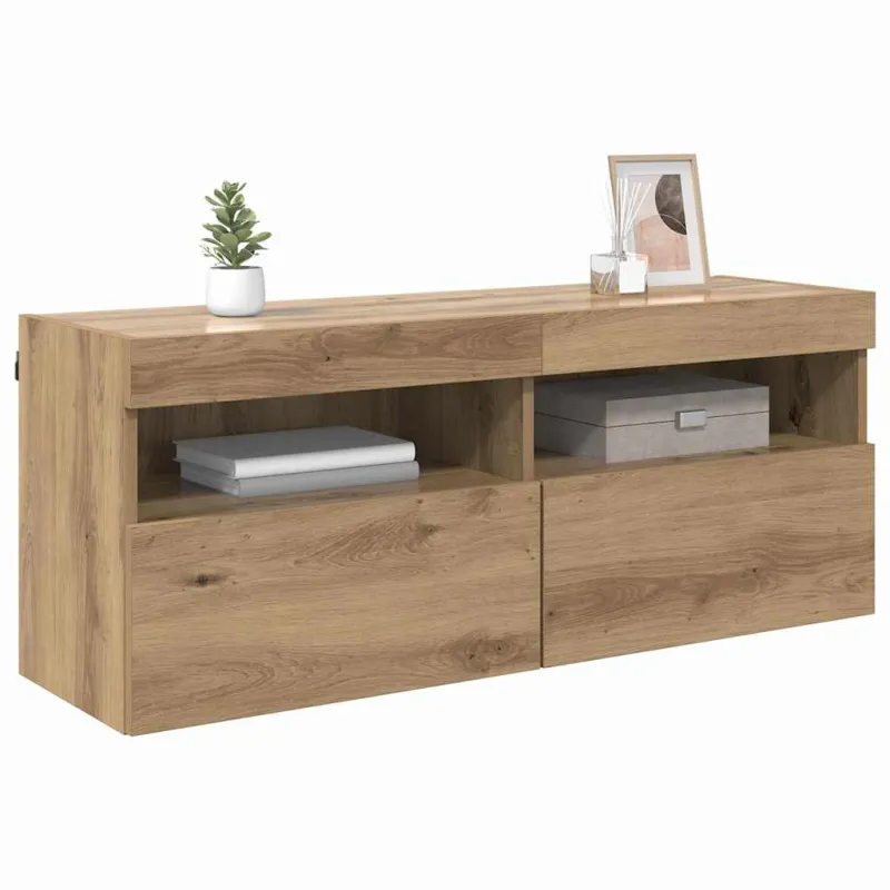 TV sieninė spintelė su LED Amatininkų ąžuolas 100 x 30 x 40 cm