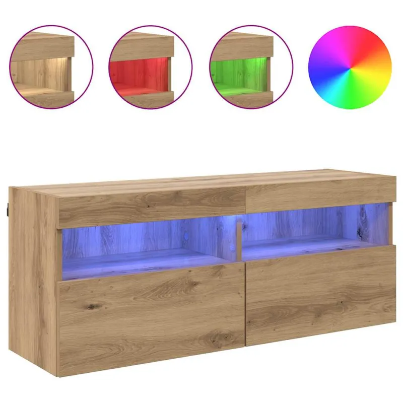 TV sieninė spintelė su LED Amatininkų ąžuolas 100 x 30 x 40 cm