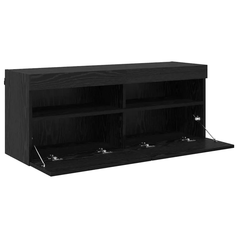 TV sieninė spintelė su LED Juodas ąžuolas 100 x 30 x 40 cm