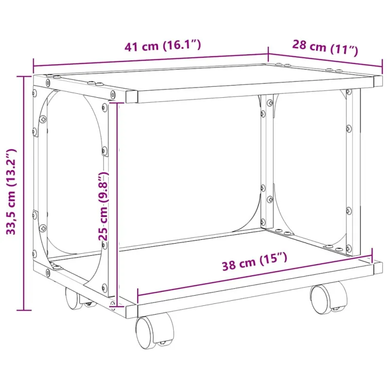 Spausdintuvo laikiklis Juodas ąžuolas 41 x 28 x 33.5 cm