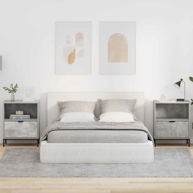 Šalia lovos spintelė 2 pcs Betono pilka 49 x 36 x 61 cm
