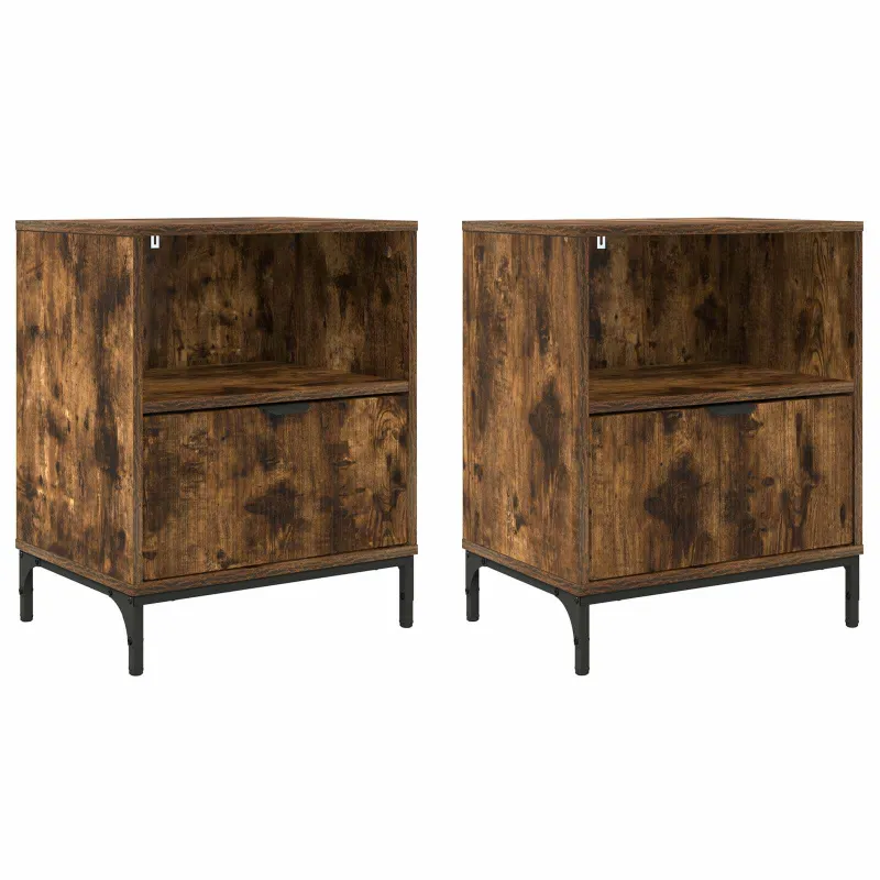 Šalia lovos spintelė 2 pcs Dūminio ąžuolo 49 x 36 x 61 cm