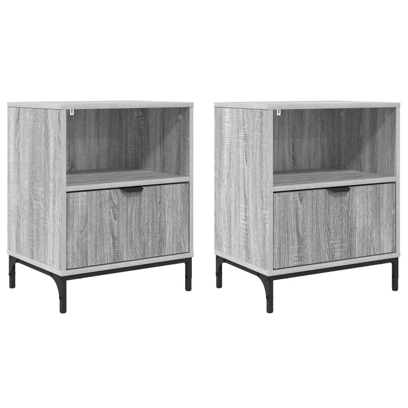Šalia lovos spintelė 2 pcs Pilka sonoma ąžuolo 49 x 36 x 61 cm
