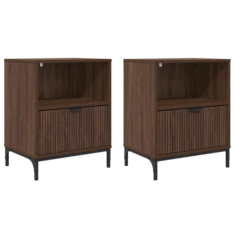 Šalia lovos spintelė 2 pcs ruda ąžuolo 49 x 36 x 61 cm