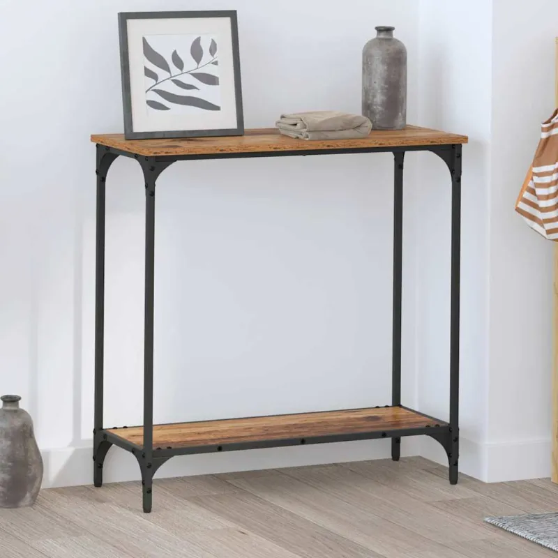 Konsolinis stalas su lentyna Sena mediena 75 x 30.5 x 75 cm