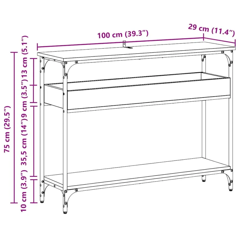 Konsolinis stalas su lentyna Sena mediena 100 x 29 x 75 cm