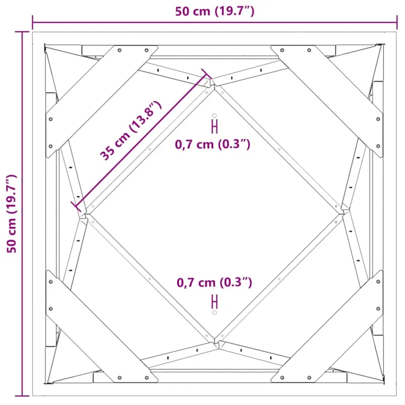 Lovelis 2 pcs Juoda 50 x 50 x 75 cm Plienas