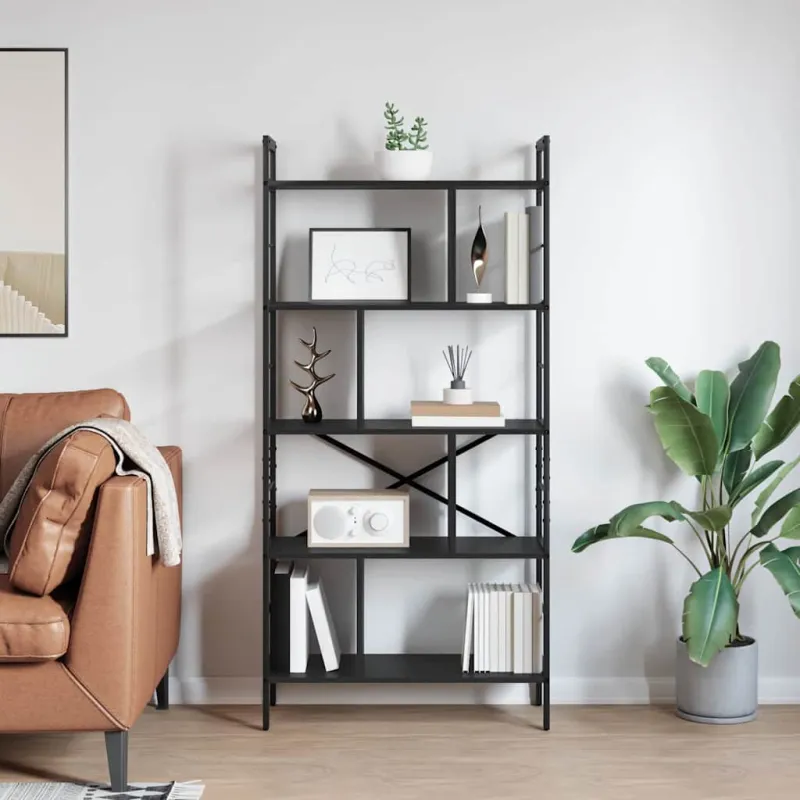 Knygų lentyna Juodas ąžuolas 75 x 30 x 156 cm Apdirbta mediena
