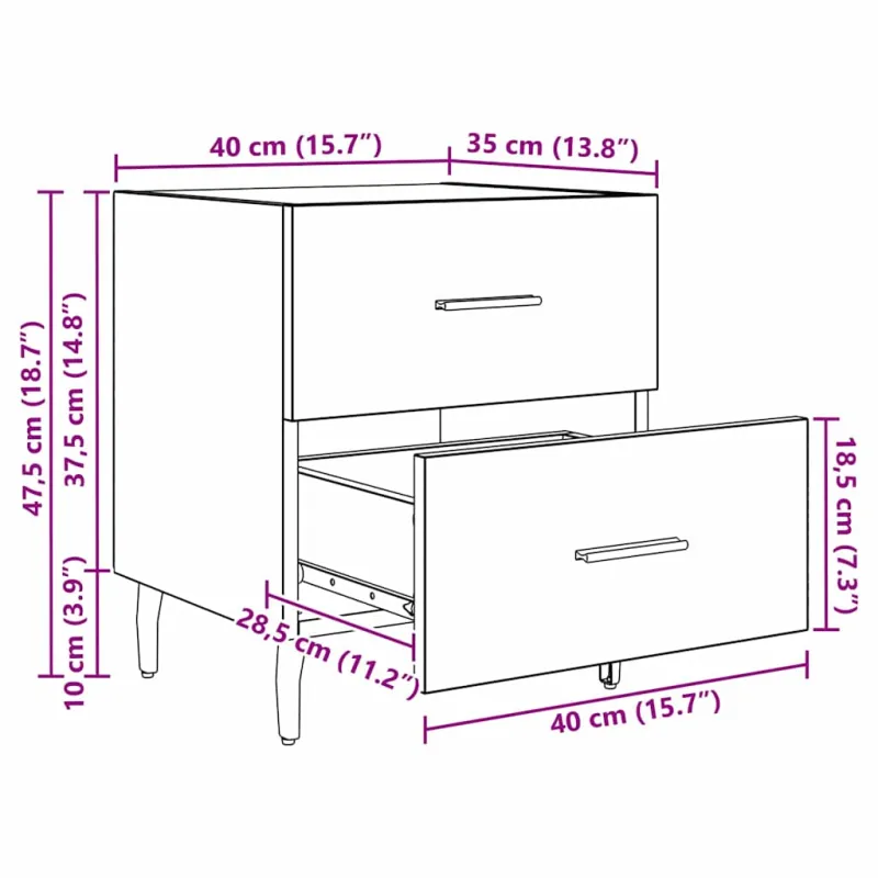 Šalia lovos spintelė 2 pcs Senas medis 40 x 35 x 47,5 cm