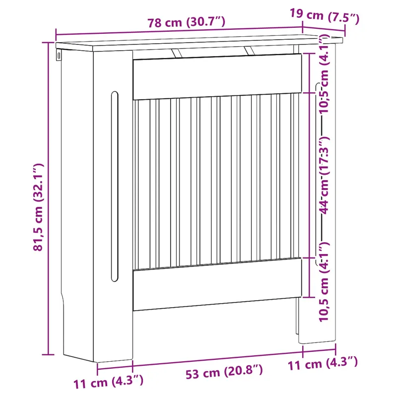 Radiatoriaus dangtis Aukštai blizganti balta 78 x 19 x 81,5 cm