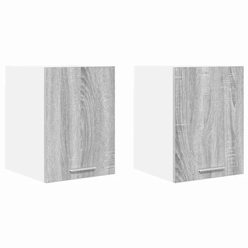 Pakabinama spintelė su saugykla 2 pcs Pilkas Sonoma ir baltas