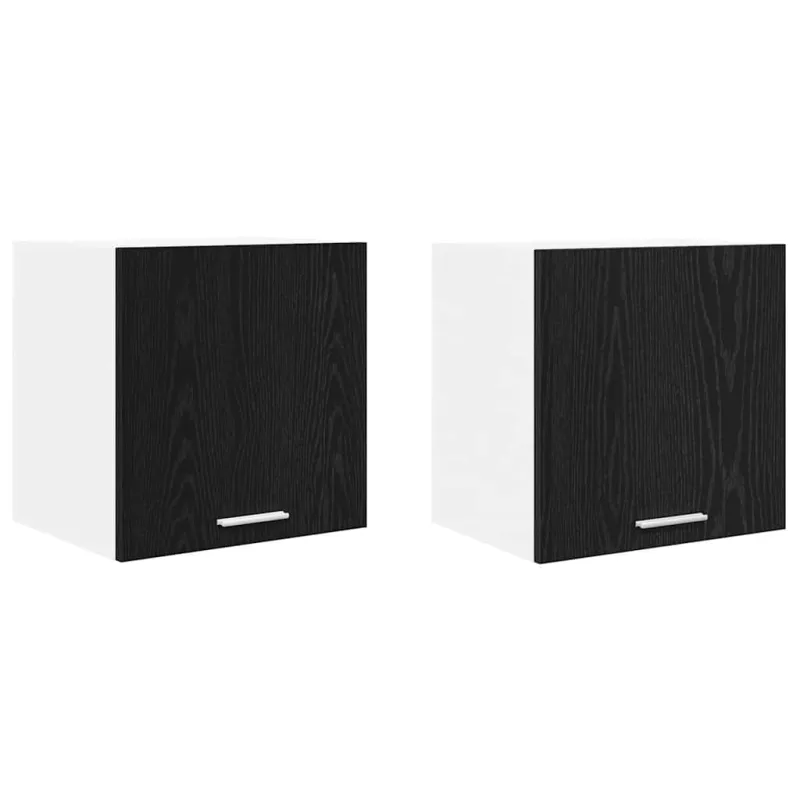 Pakabinama spintelė su saugykla 2 pcs Juodas ąžuolas ir baltas