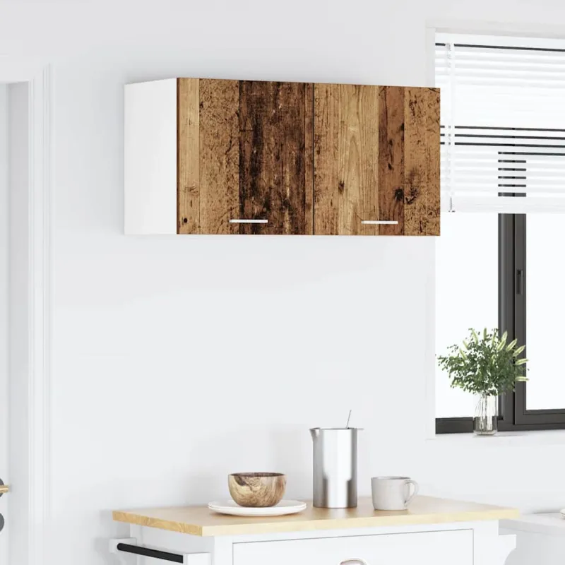 Pakabinama spintelė su saugykla 2 pcs Senos medienos ir baltos