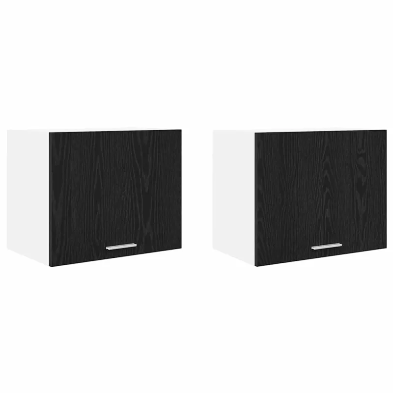 Pakabinama spintelė su saugykla 2 pcs Juodas ąžuolas ir baltas
