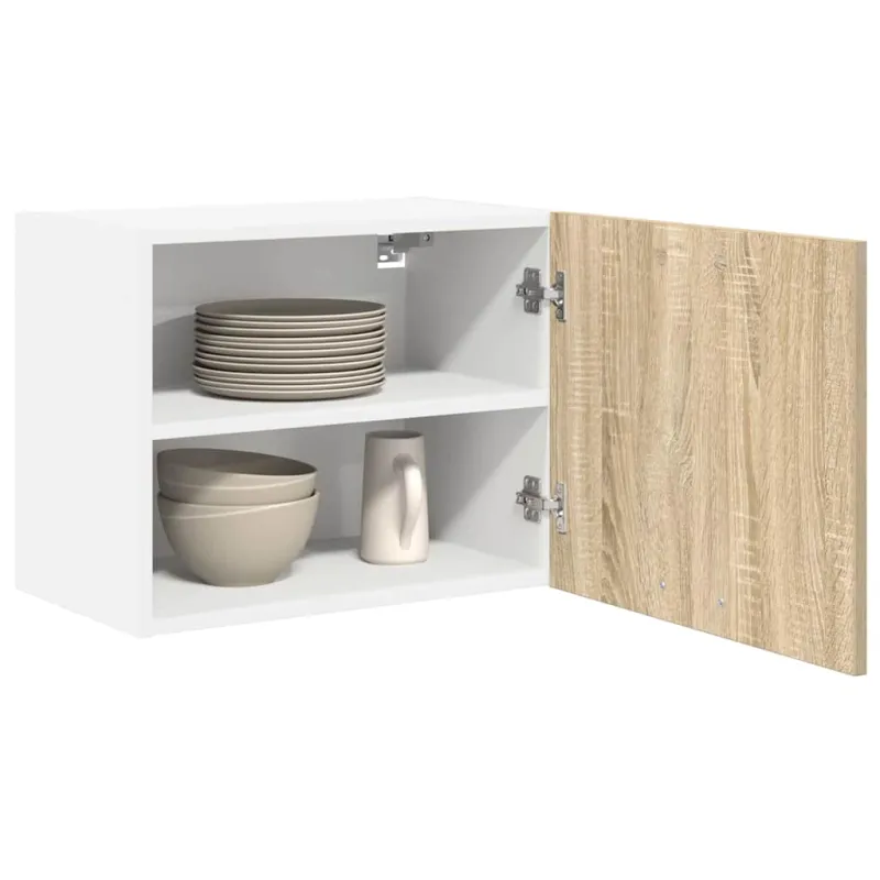 Pakabinama spintelė su saugykla 2 pcs Sonoma ąžuolas ir baltas