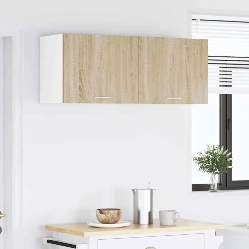 Pakabinama spintelė su saugykla 2 pcs Sonoma ąžuolas ir baltas