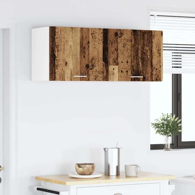 Pakabinama spintelė su saugykla 2 pcs Senos medienos ir baltos