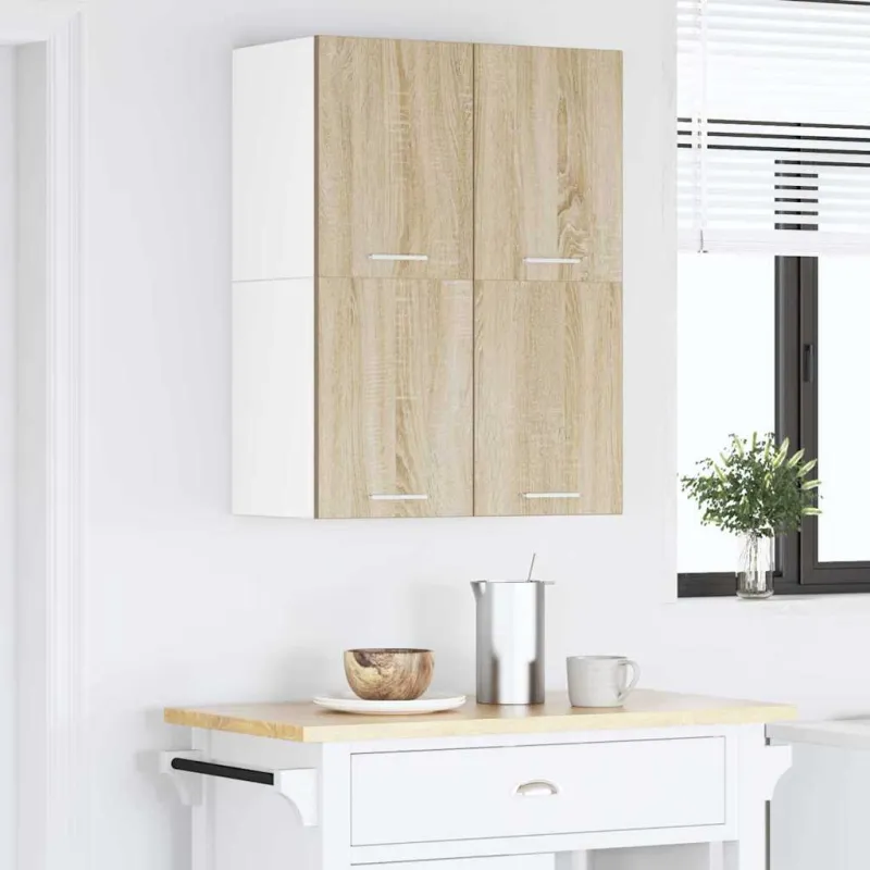 Pakabinama spintelė su saugykla 2 pcs Sonoma ąžuolas ir baltas