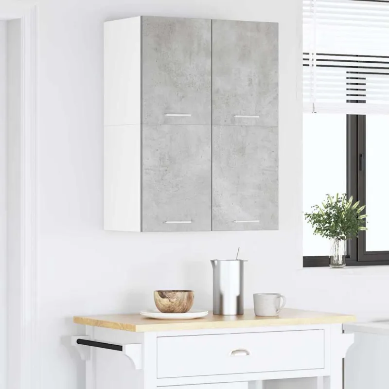 Pakabinama spintelė 2 pcs Betono pilka ir balta 60 x 31 x 40 cm