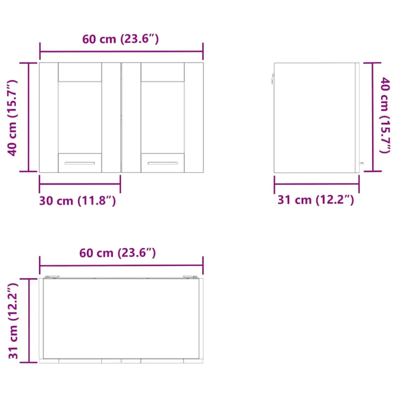 Pakabinama spintelė 2 pcs Senas medis 60 x 31 x 40 cm
