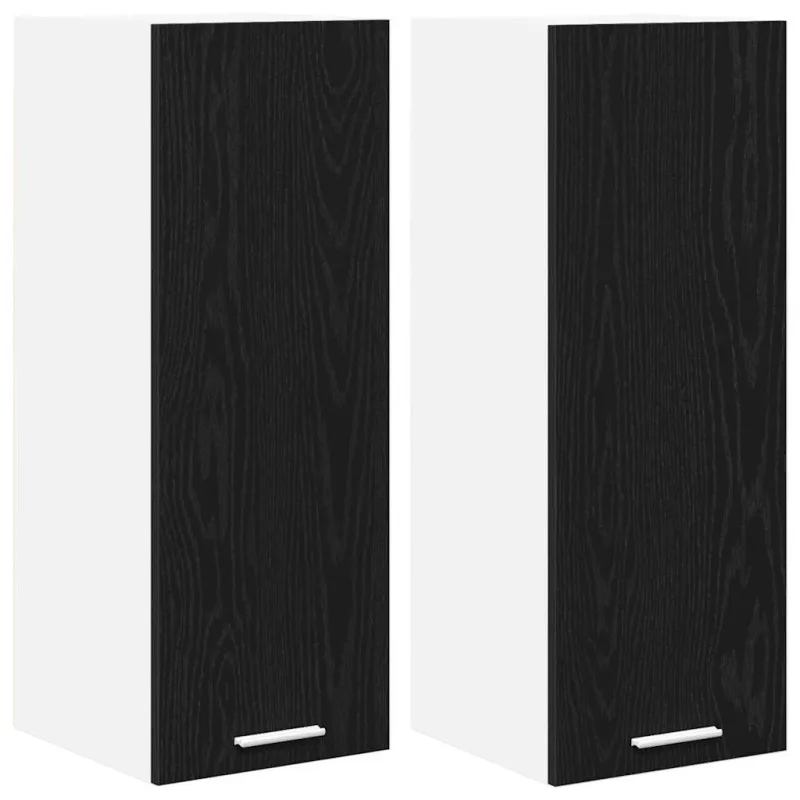 Pakabinama spintelė su saugykla 2 pcs Juodas ąžuolas ir baltas
