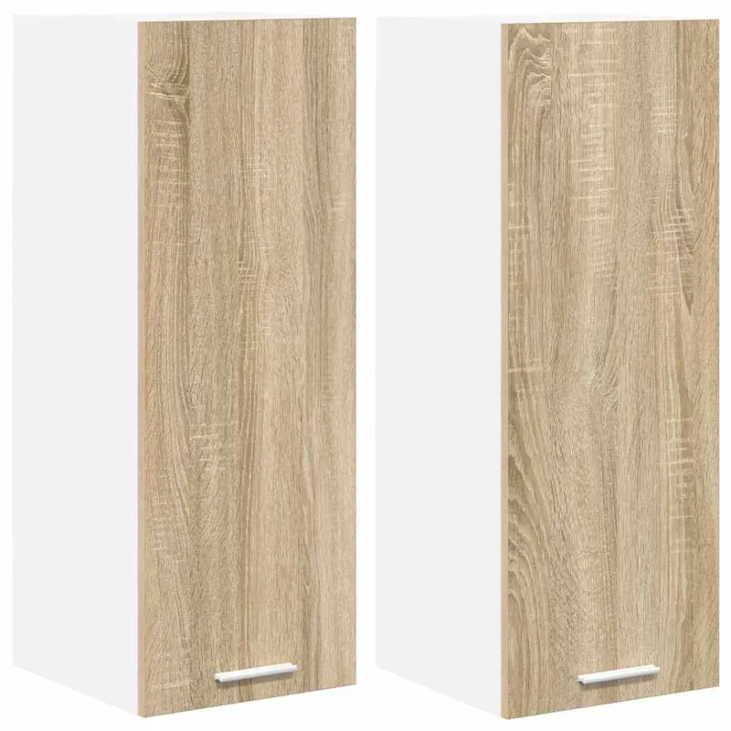 Pakabinama spintelė su saugykla 2 pcs Sonoma ąžuolas ir baltas