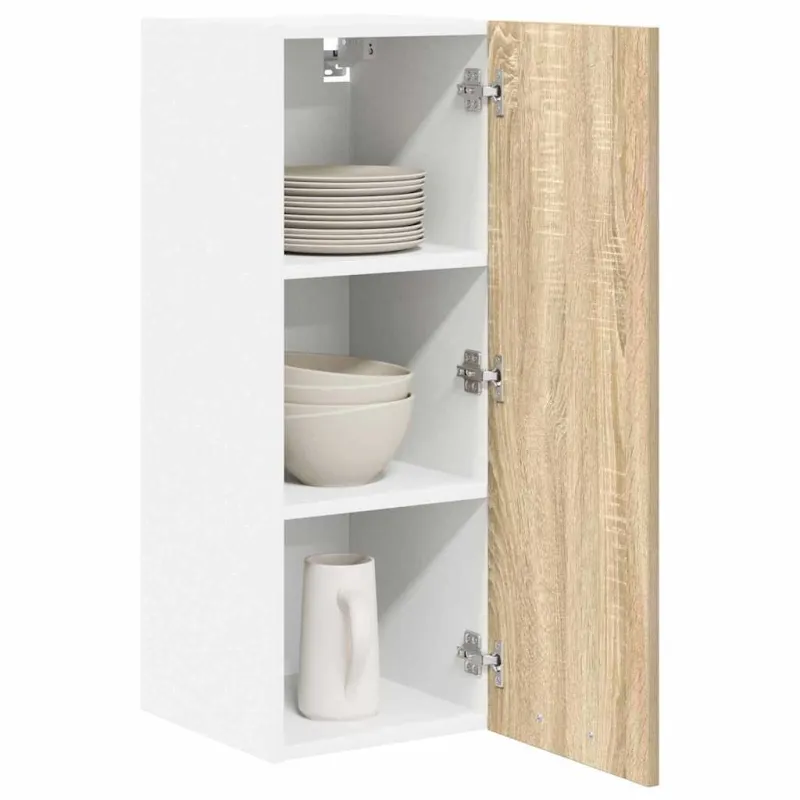 Pakabinama spintelė su saugykla 2 pcs Sonoma ąžuolas ir baltas