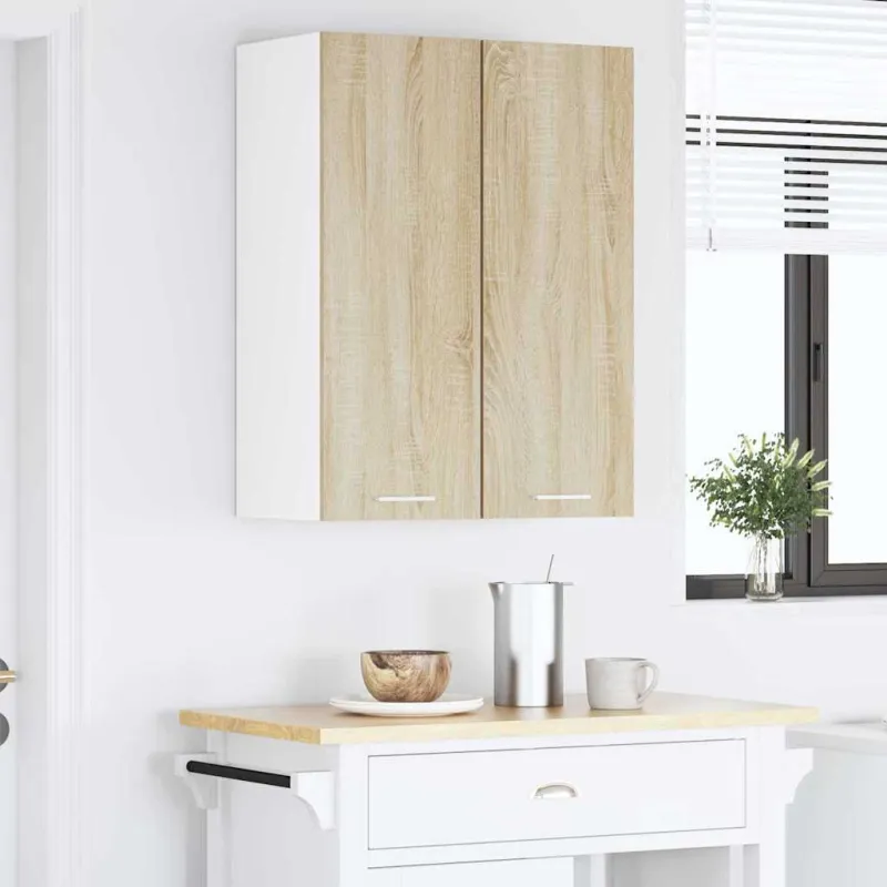 Pakabinama spintelė su saugykla 2 pcs Sonoma ąžuolas ir baltas